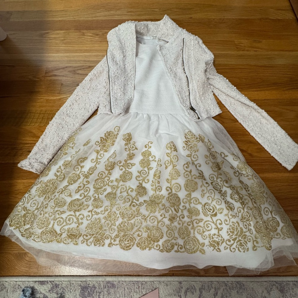 Knitworks Kids Formal Dress with Gold Embroidery